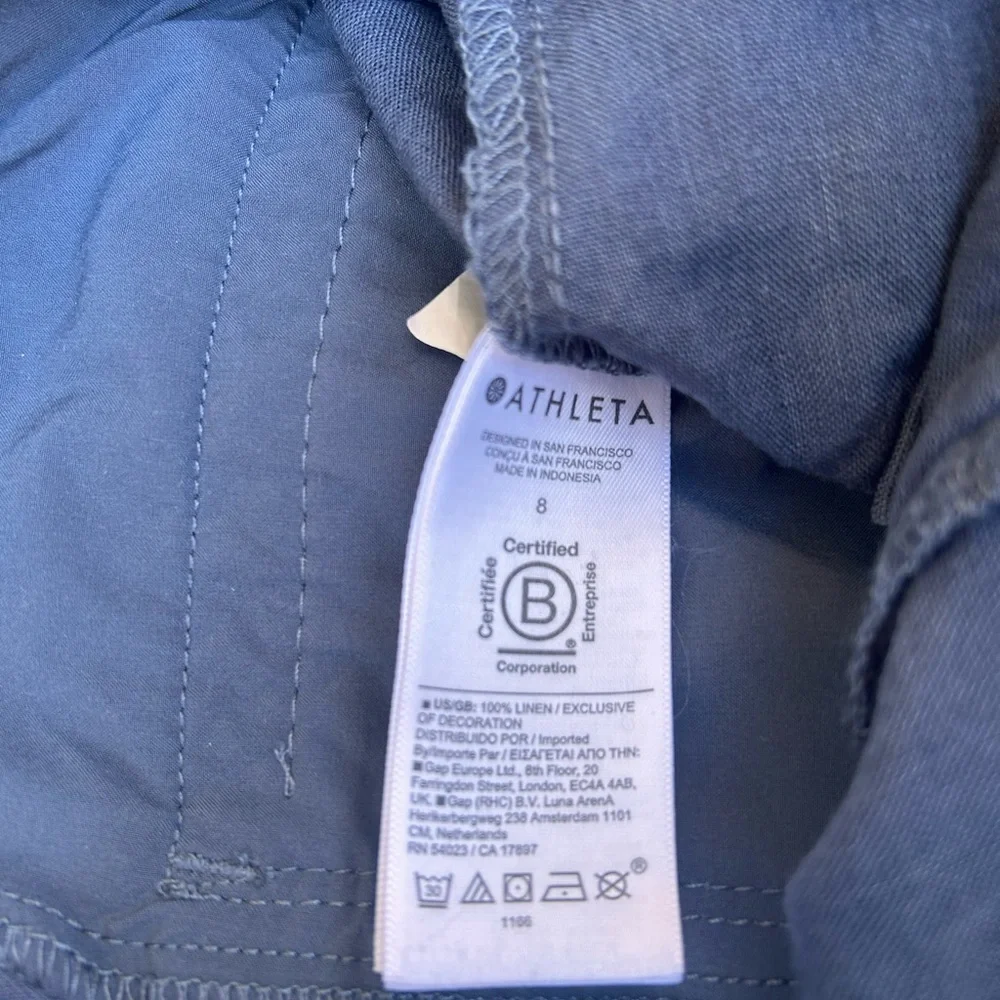 Athleta Voyager 100% Linen Pants 586941 Women's Blue Size 8